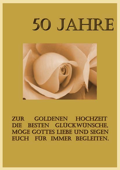 Faltkarte 6 St.'Goldene Hochzeit Rose'