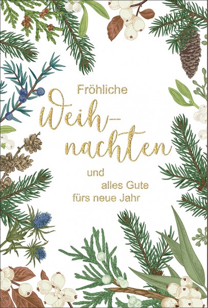Faltkarte 'Fröhliche Weihnachten und alles Gute fürs neue Jahr'