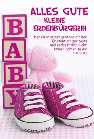 Faltkarte Geburt 'Alles Gute' (pink)
