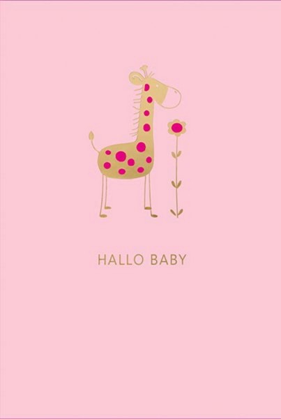 Faltkarte 'Hallo Baby' rosa