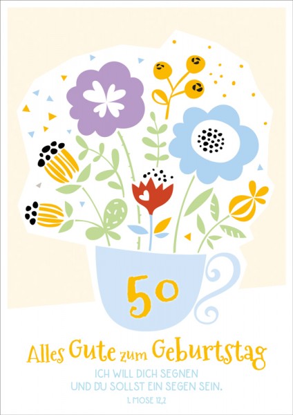 Faltkarte 'Ales Gute zum 50. Geburtstag'