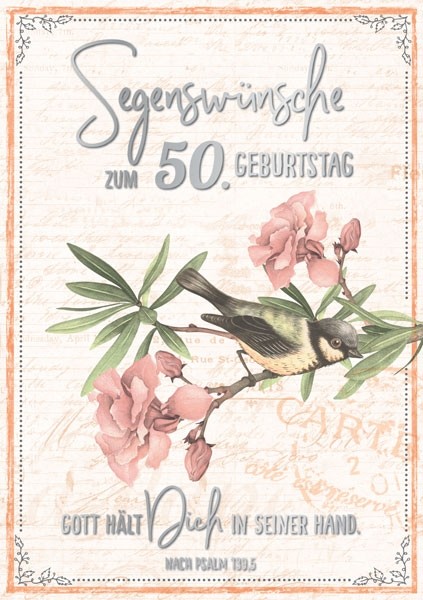 Faltkarte 'Segenswünsche zum 50. Geburtstag'