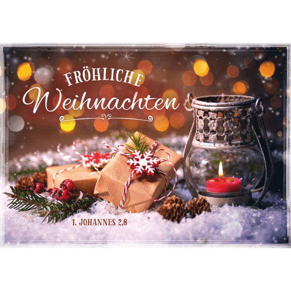 Faltkarte 'Fröhliche Weihnachten 1. Johannes 2,8'