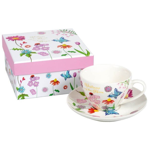 Tassen-Set in Geschenkbox 'Pinke Blumen'